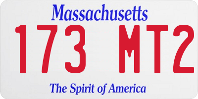 MA license plate 173MT2