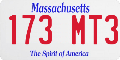 MA license plate 173MT3