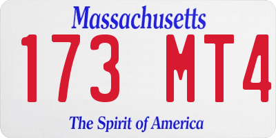 MA license plate 173MT4