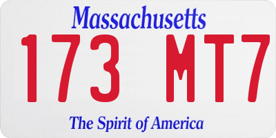 MA license plate 173MT7