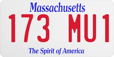 MA license plate 173MU1
