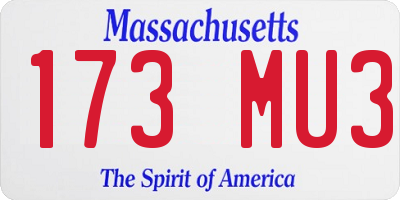 MA license plate 173MU3