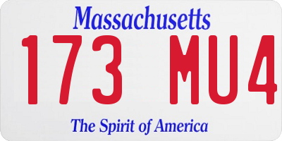 MA license plate 173MU4