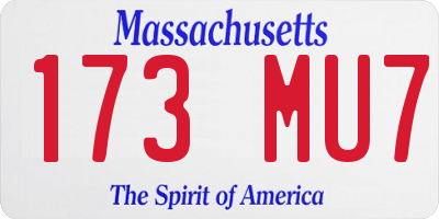 MA license plate 173MU7