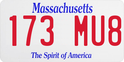 MA license plate 173MU8