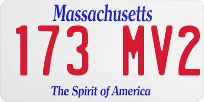 MA license plate 173MV2