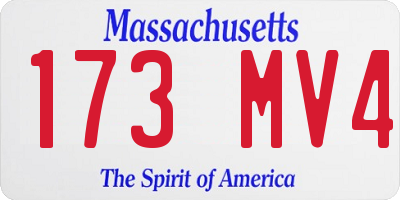 MA license plate 173MV4
