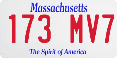 MA license plate 173MV7