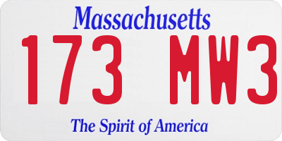 MA license plate 173MW3