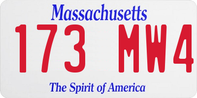 MA license plate 173MW4