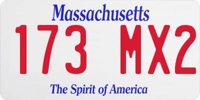 MA license plate 173MX2
