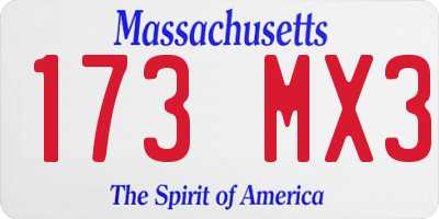 MA license plate 173MX3