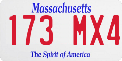 MA license plate 173MX4