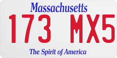 MA license plate 173MX5