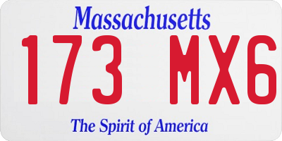 MA license plate 173MX6