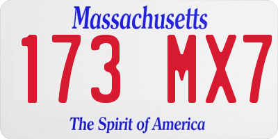 MA license plate 173MX7