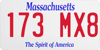 MA license plate 173MX8