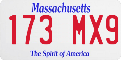 MA license plate 173MX9