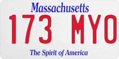 MA license plate 173MY0