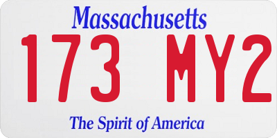 MA license plate 173MY2