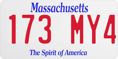 MA license plate 173MY4