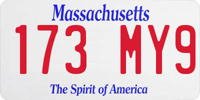 MA license plate 173MY9