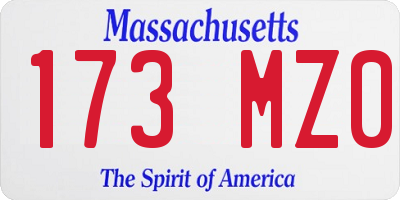 MA license plate 173MZ0