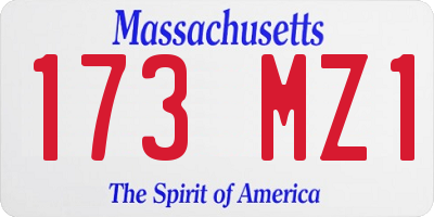 MA license plate 173MZ1