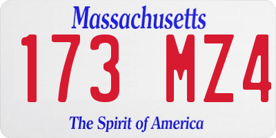 MA license plate 173MZ4