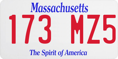 MA license plate 173MZ5