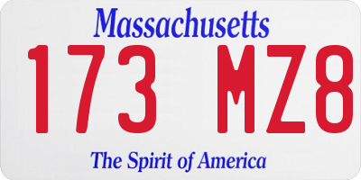 MA license plate 173MZ8