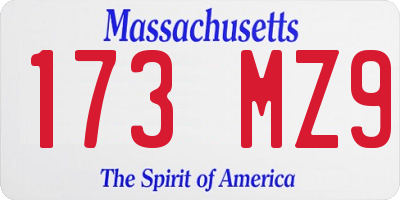 MA license plate 173MZ9
