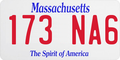 MA license plate 173NA6