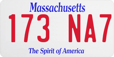MA license plate 173NA7