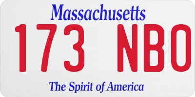 MA license plate 173NB0