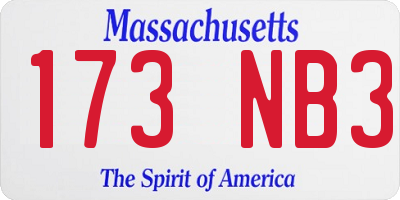 MA license plate 173NB3