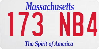 MA license plate 173NB4