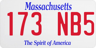 MA license plate 173NB5