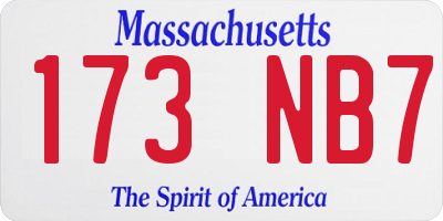 MA license plate 173NB7