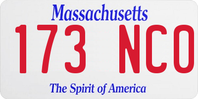 MA license plate 173NC0