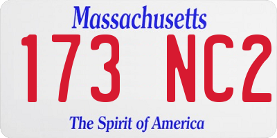 MA license plate 173NC2