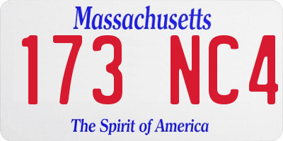 MA license plate 173NC4