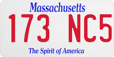 MA license plate 173NC5