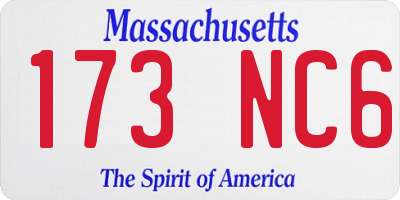 MA license plate 173NC6