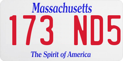 MA license plate 173ND5