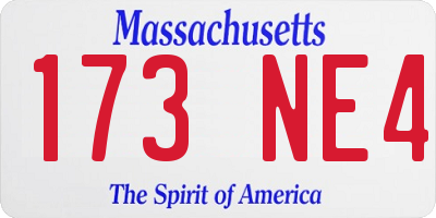 MA license plate 173NE4