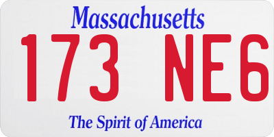 MA license plate 173NE6