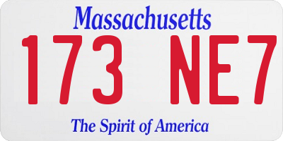 MA license plate 173NE7