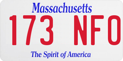 MA license plate 173NF0
