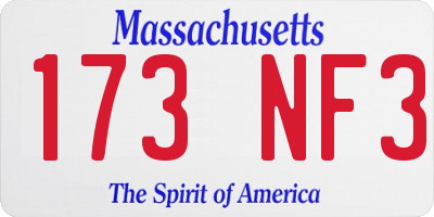 MA license plate 173NF3